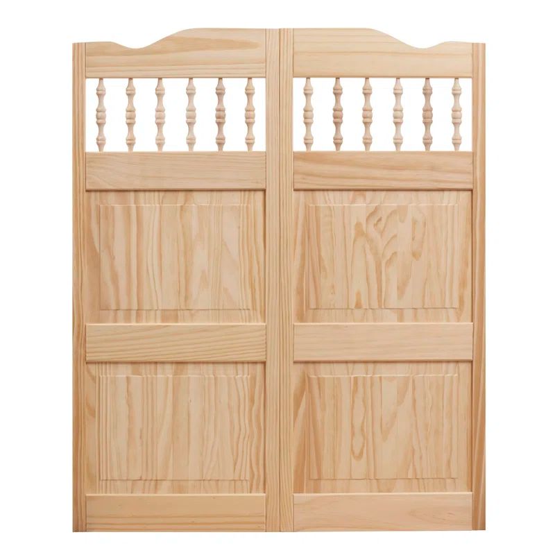 Natural Pine Unfinished Spindle-Top Café Saloon Door Pair