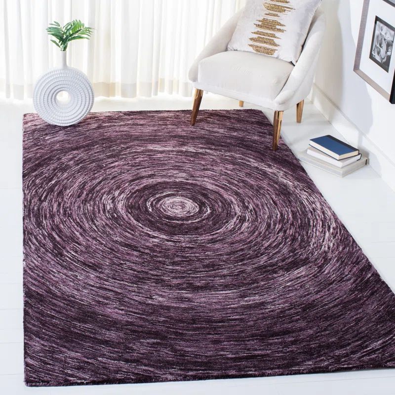 Purple Hand-Tufted Wool Ikat Area Rug 5' x 8'