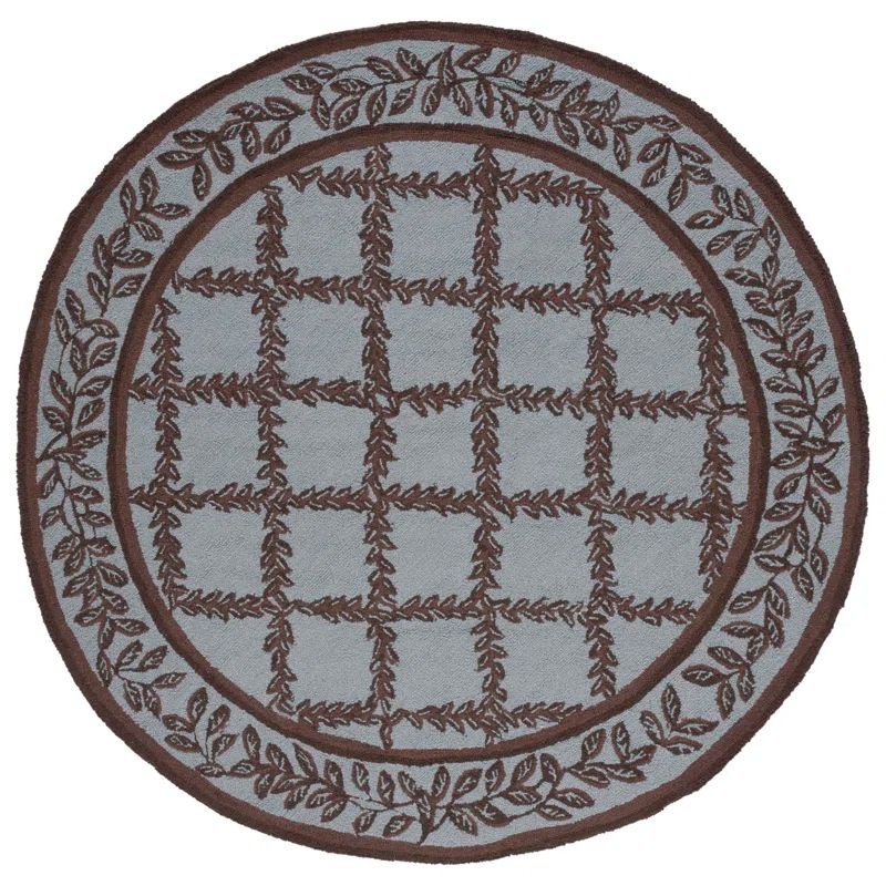 Handmade Blue and Brown Wool Round Tufted Area Rug