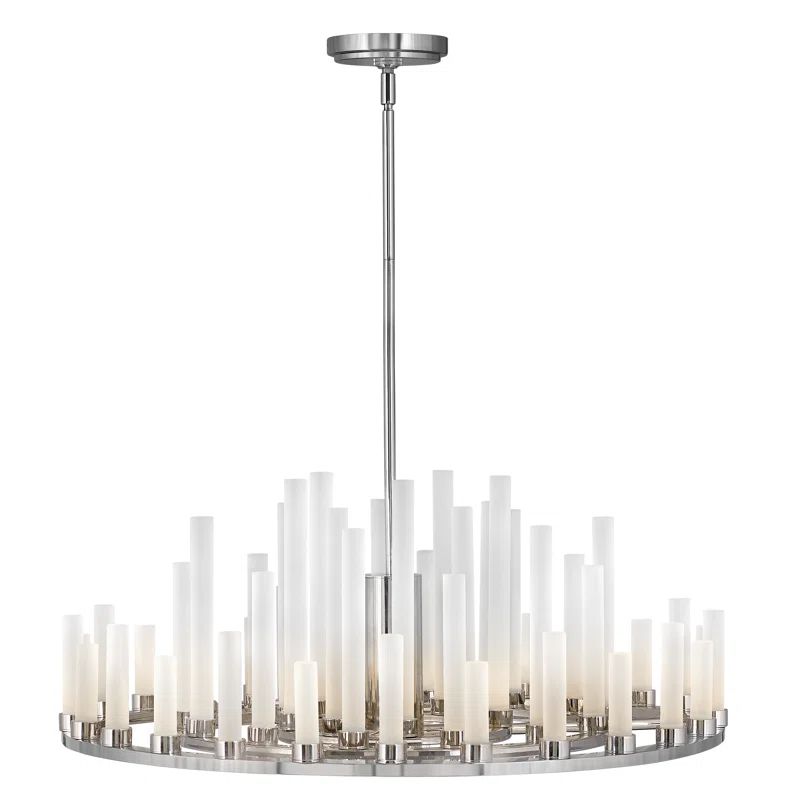 Trinity Polished Nickel 50-Light LED Chandelier with Frosted Glass