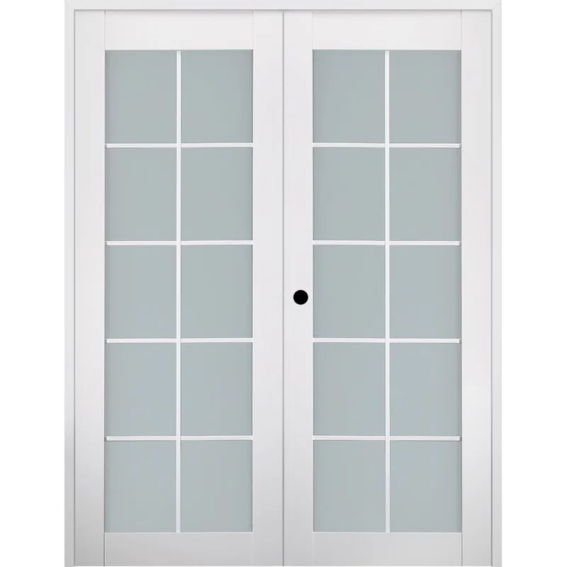 Polar White Frosted Glass 10 Lite Composite French Door