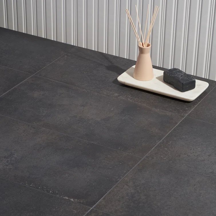 Large Format Black Matte Porcelain Cement Look Wall & Floor Tile