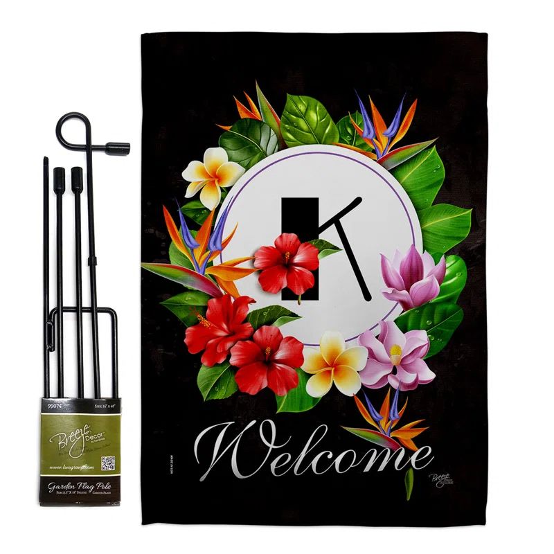 Tropical Floral Garden Flag 13" x 18.5" Multicolor Sleeve
