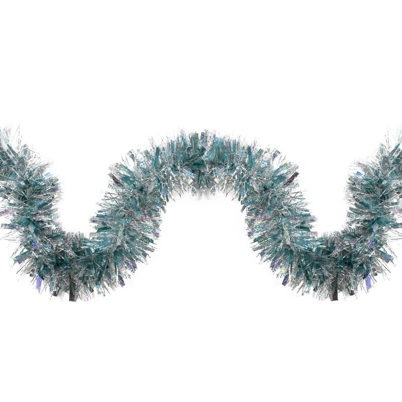 12' Silver and Blue Tinsel Artificial Christmas Garland