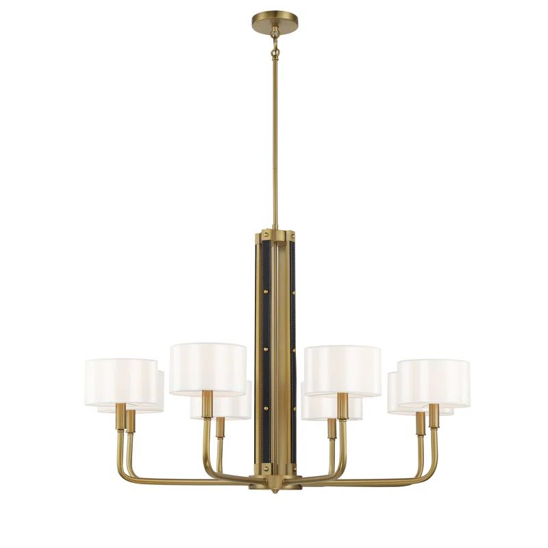 Chelsea Soft Brass 8-Light Chandelier with White Silk Shades