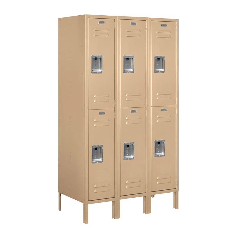 Tan Steel Double Tier 66" High Locker with Padlock