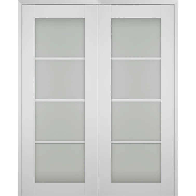 Polar White Frosted Glass 4-Lite Interior French Door