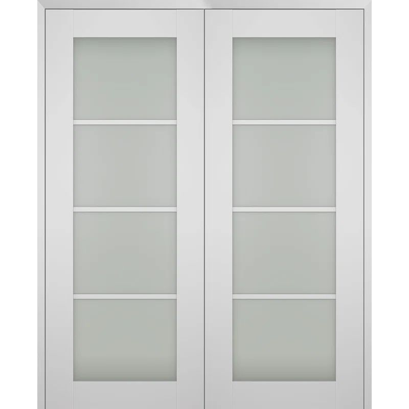 Polar White Frosted Glass 4-Lite Interior French Door