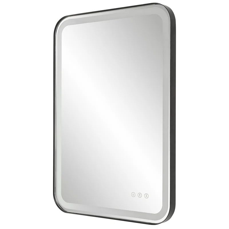 Black 22" x 32" LED Lighted Vanity Mirror