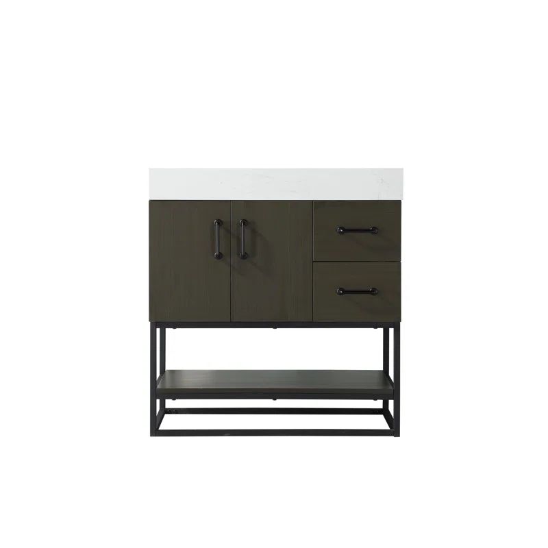 Mocha Brown 32" Single Bathroom Vanity with Marble Countertop