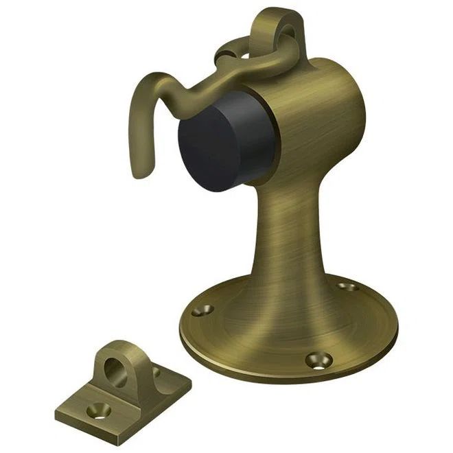 Antique Brass 3-3/4-Inch Floor Mount Door Stop