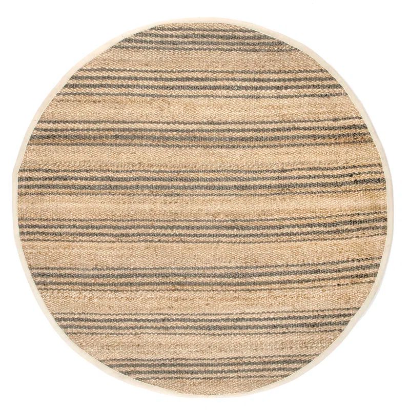 Natural Striped Jute Handmade Square Area Rug