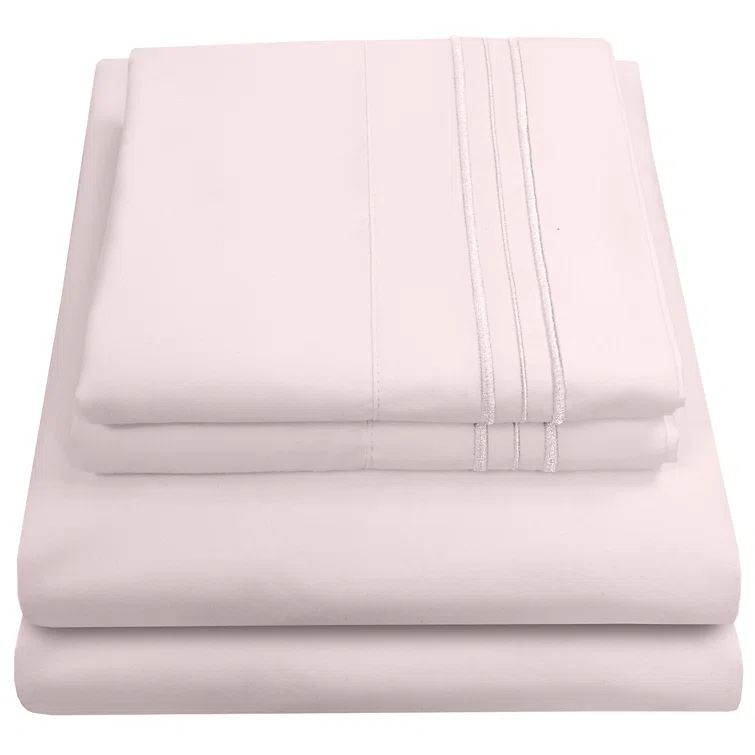 Pale Pink King Size Egyptian Cotton Microfiber Sheet Set