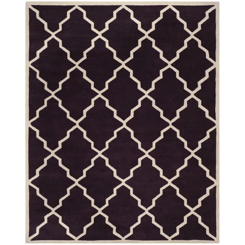 Handmade Dark Purple Wool Tufted Rectangular Rug