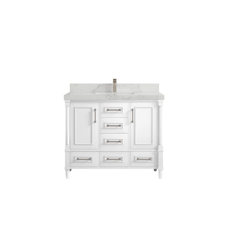 Hudson White Freestanding Bathroom Vanity with Calacatta Quartz Top