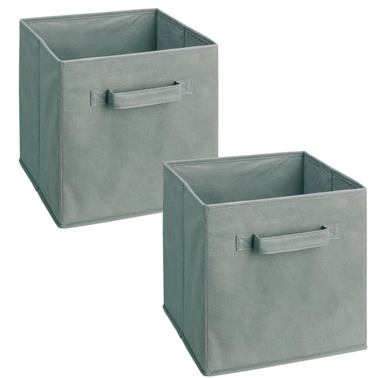 Gray Fabric Storage Bins with Handles, Set of 2
