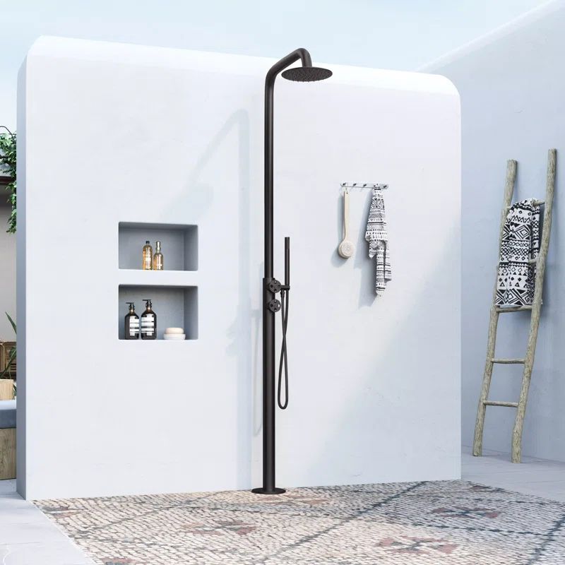 Matte Black Stainless Steel Outdoor Rain Shower with Handheld