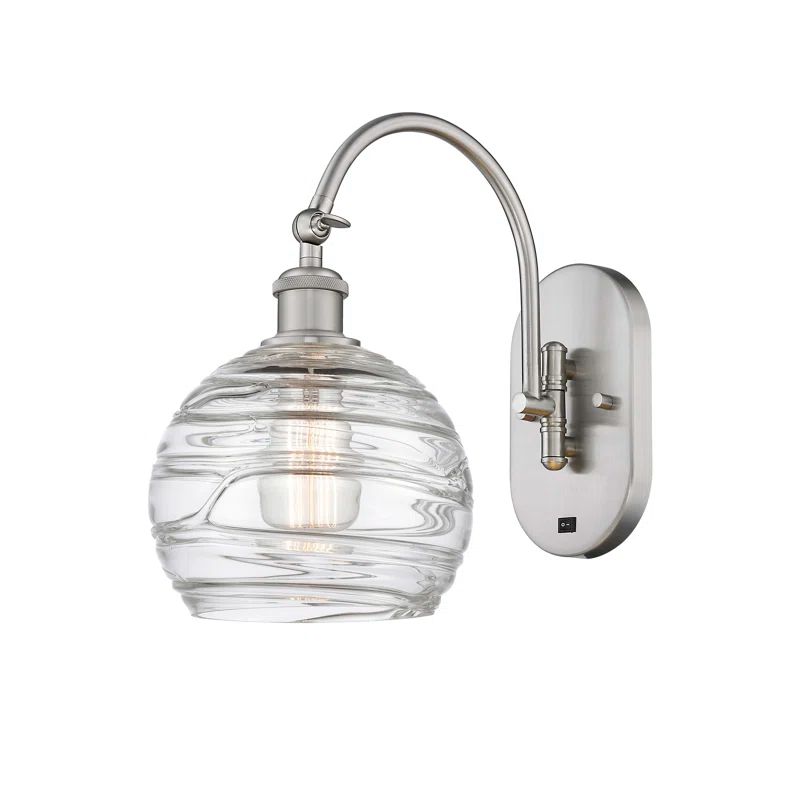Athens Deco Swirl Nickel Swing Arm Sconce, 13.75" H