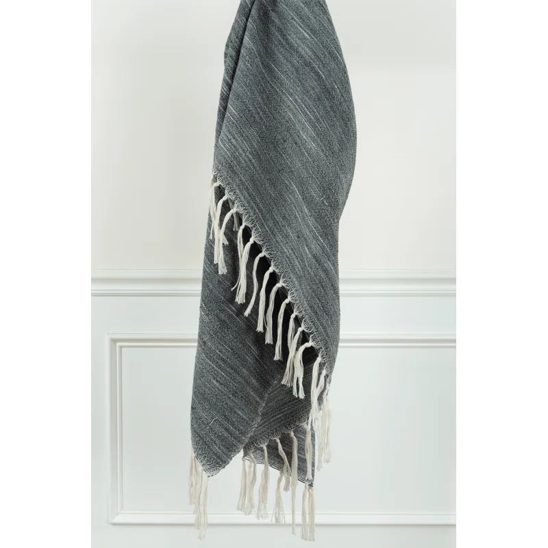 Dark Gray and White Reversible Polyester Throw Blanket