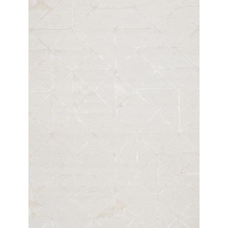 Ivory Hand-Tufted Wool and Viscose Rectangular Rug