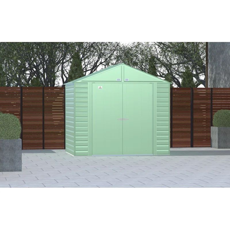 8 ft x 6 ft Sage Green Metal Storage Shed