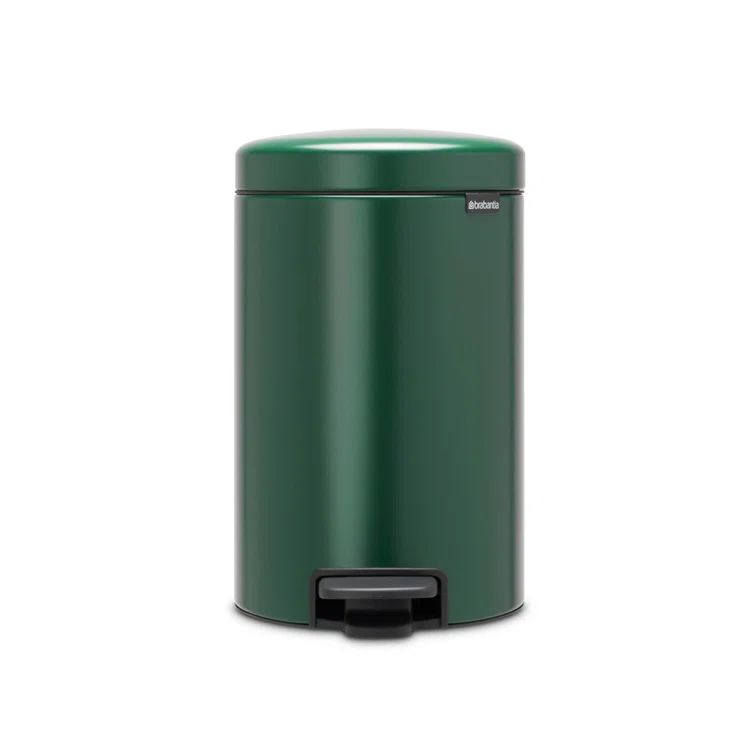 Pine Green Stainless Steel Round Step-On Trash Can