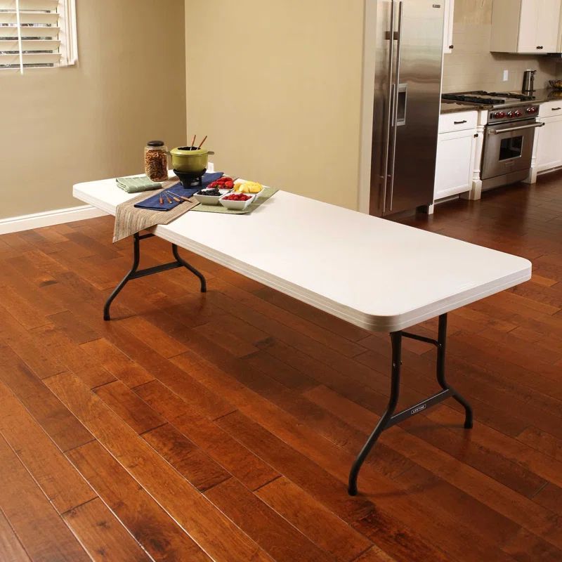 Almond 8-Foot Rectangular Folding Banquet Table with Metal Frame