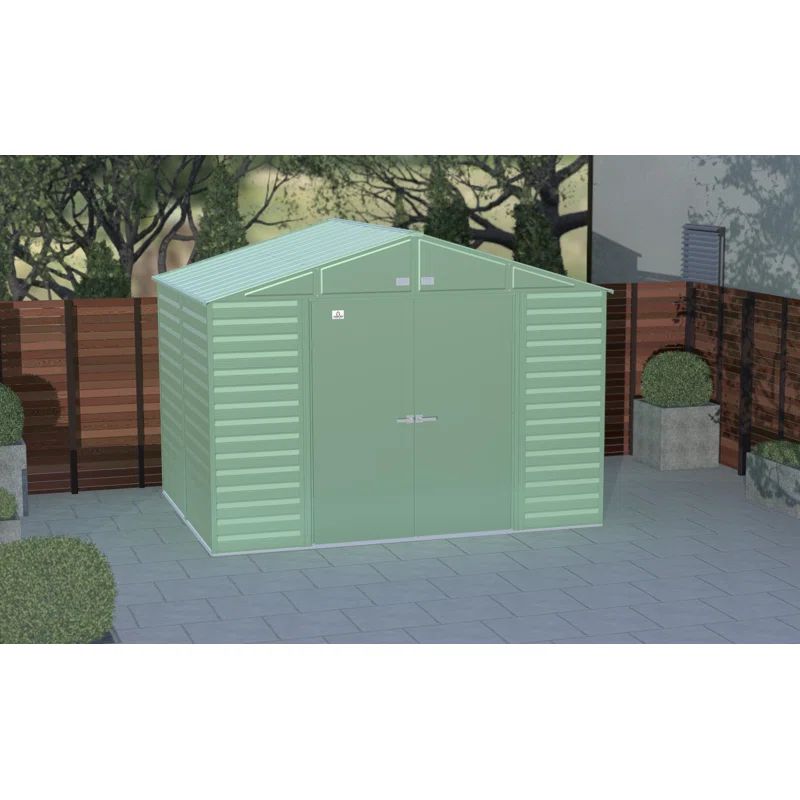 Sage Green 10' x 12' Galvanized Steel Storage Shed Kit