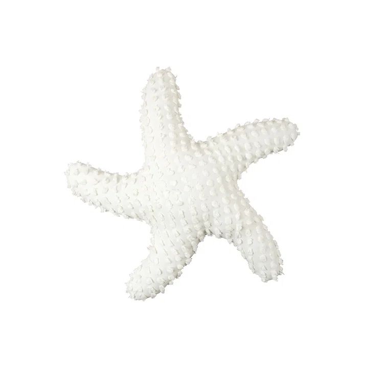 White Starfish Shaped Coastal Polyester Throw Pillow