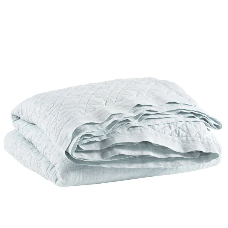 Sky Blue Cotton Full/Queen Reversible Quilt Set