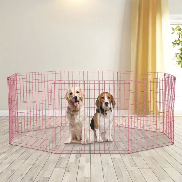 24" Black Metal 8-Panel Pet Playpen