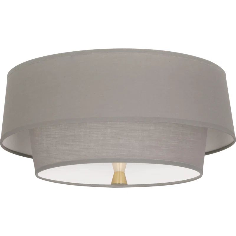 Decker Mid-Century Modern Brass Smoke Gray Flush Mount Ceiling Light