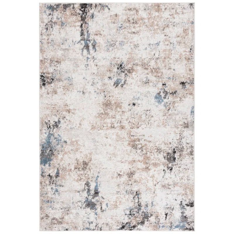 Ivory 4' x 6' Stain-Resistant Synthetic Rectangular Rug
