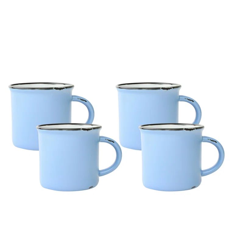 Cashmere Blue Ceramic Coffee Mug Set, 4-inch
