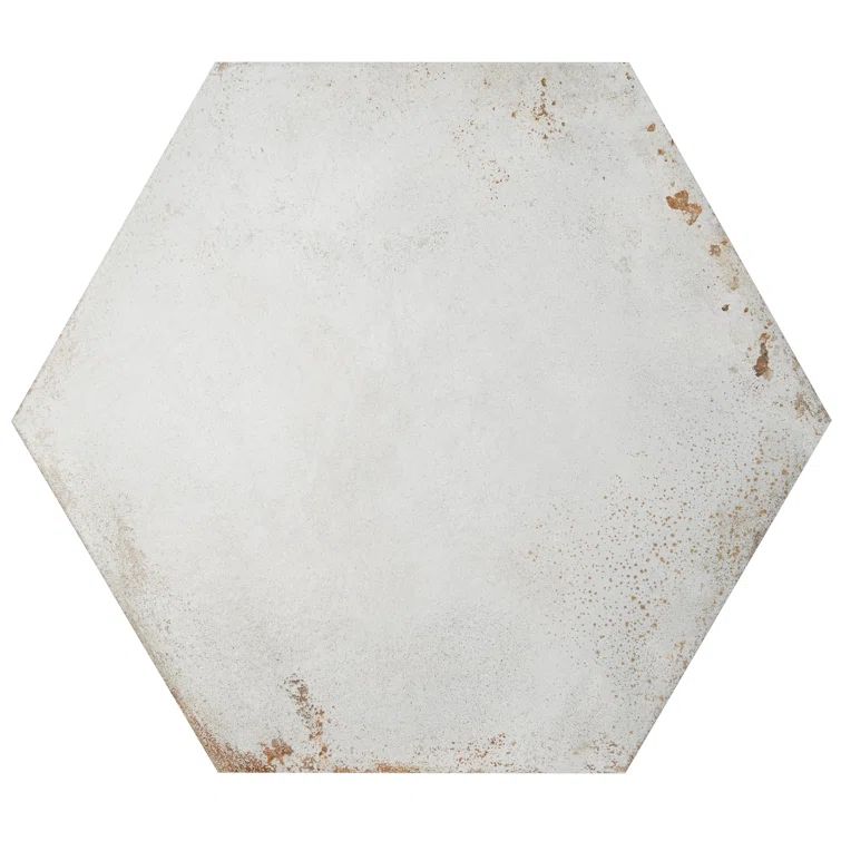 Angela Harris White Matte Porcelain Hexagon Floor and Wall Tile