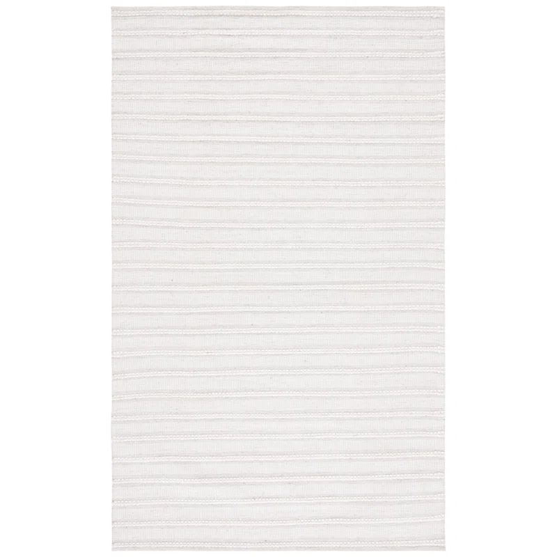 Light Grey and Ivory Flat Woven Wool Area Rug, 6' x 9'