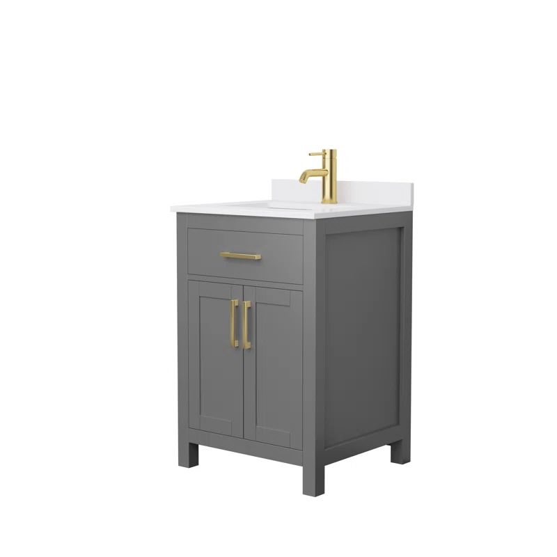 Beckett 24" Dark Gray Freestanding Single Vanity with White Marble Top