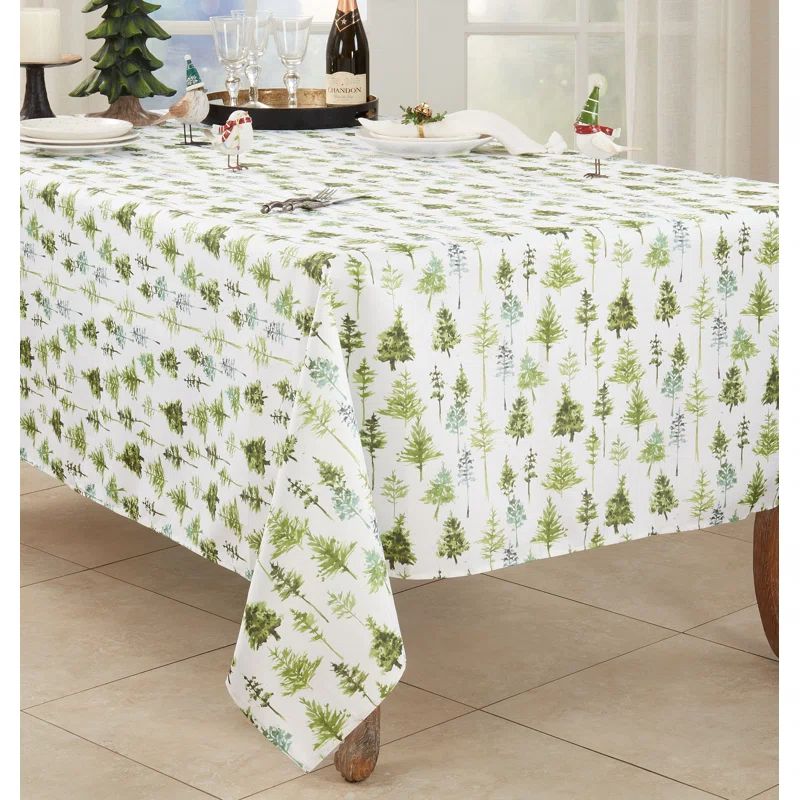 Winter Forest Trees Design Rectangular Fabric Tablecloth