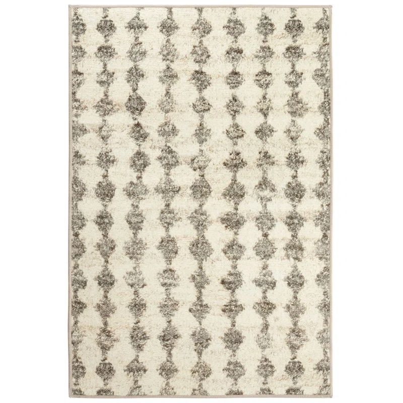 Izzy Gray Geometric Wool and Synthetic Washable Rug 2' x 3'