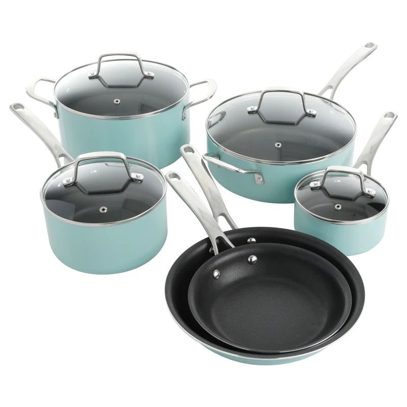 Martha Blue 10-Piece Nonstick Aluminum Enamel Cookware Set