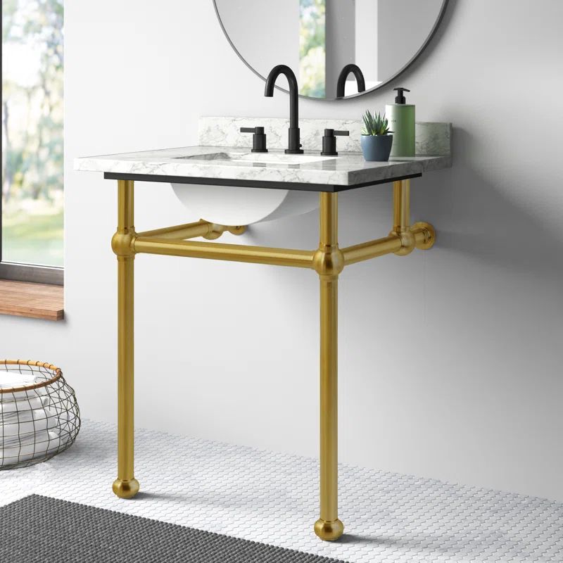 Templeton Brushed Brass Console Sink Legs with Satin Finish