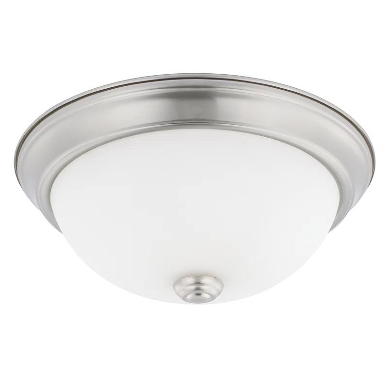 Brushed Nickel 11" Flush Mount Ceiling Light with Soft White Glass Bowl