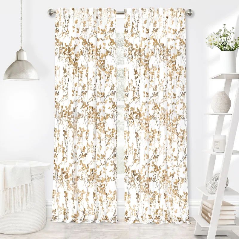 Hazelnut Floral Semi-Sheer Polyester Window Panel, 52" x 84"