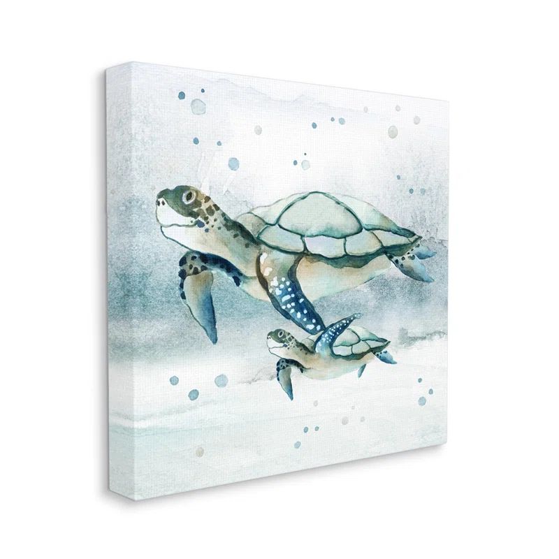 Baby Sea Turtle Bubbles Canvas Wall Art, 30" x 30"