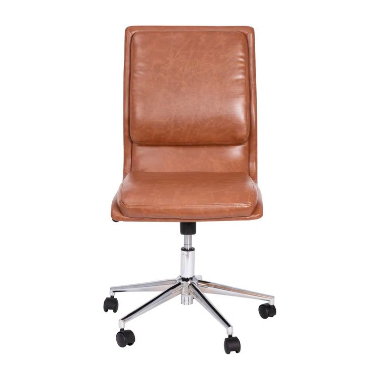 Elevated Brown LeatherSoft Mid-Back Armless Swivel Task Chair