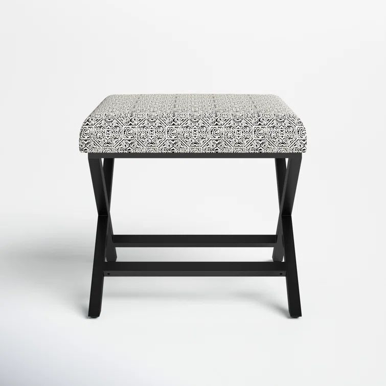 Global Print Cushioned Metal X-Base Footstool in Black