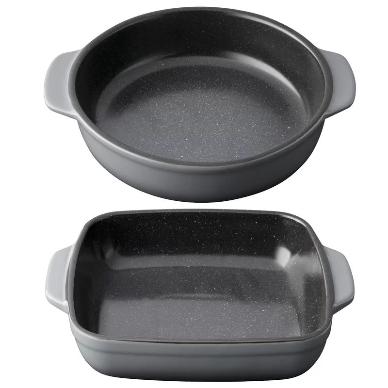 Gray Stoneware 2-Piece Baking Dish Set with Handles