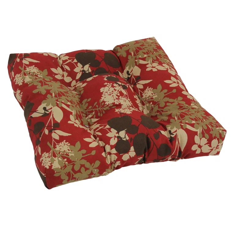 Montfleuri Sangria Red and Brown Tufted Polyester Chair Cushion