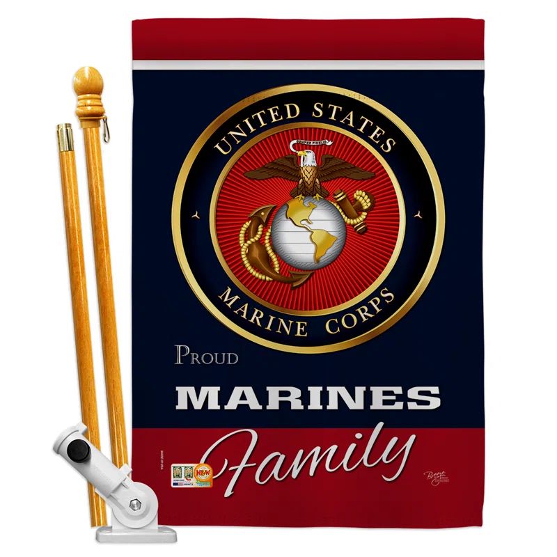 Marine Corps Proud Family Double-Sided Patriotic House Flag