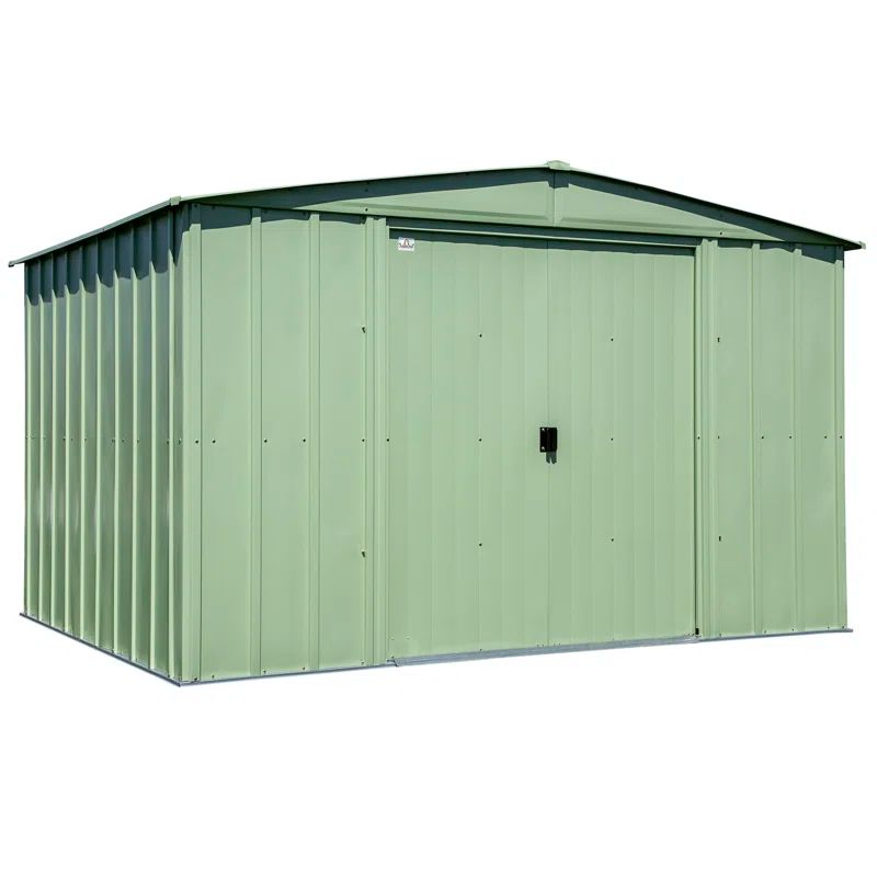 10 ft x 8 ft Sage Green Galvanized Steel Storage Shed